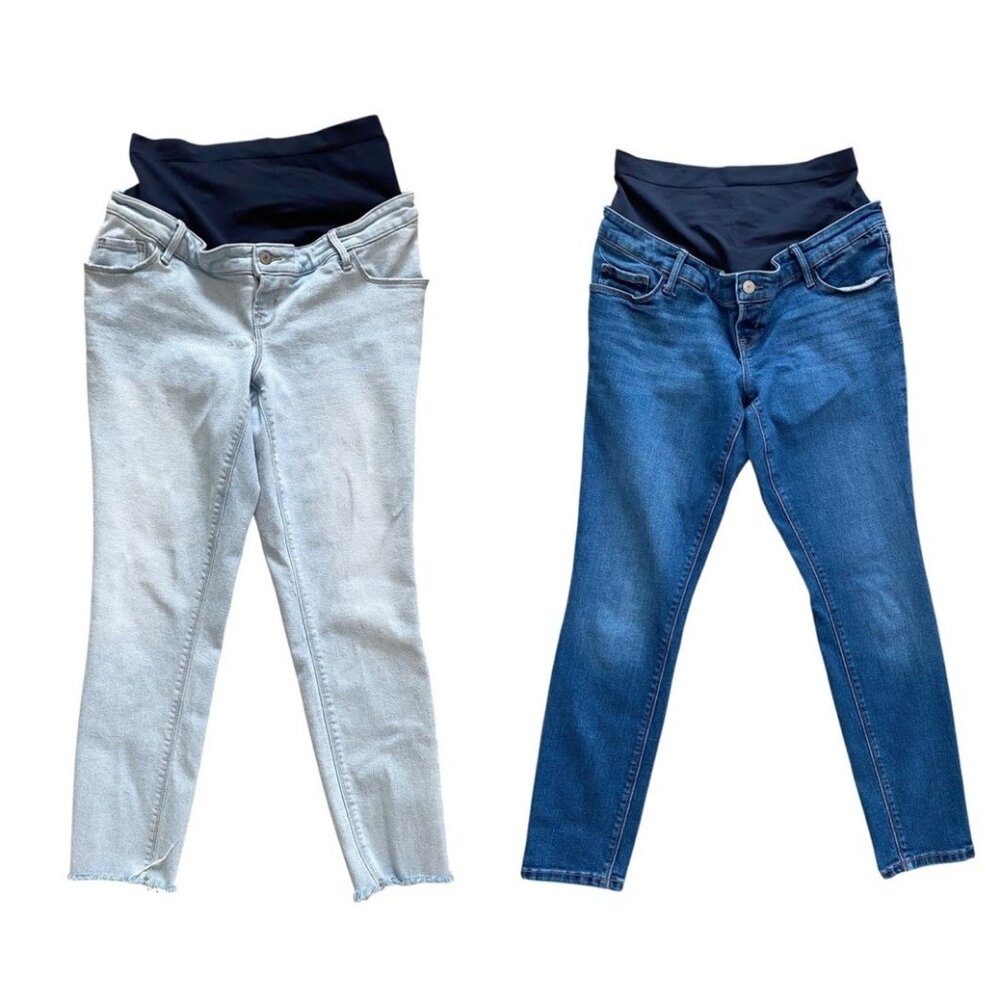 Lot 2 Old Navy Womens Maternity ' Rockstar Super Skinny ' Medium & Light Wash 12